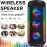 [Portable Wireless Speaker] 3500W portable wireless speaker, 3 speakers and color LED lights, long-lasting battery, USB/AUX input, wireless, microphone input, TWS support, outdoor camping design