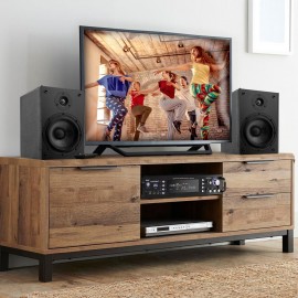 Bluetooth Hybrid Stereo Amplifier Receiver with AM/FM Radio, Digital LCD Display, USB/SD MP3 Playback, Multi-Channel Source Audio Selection, Dual Microphone Inputs, Subwoofer Output, AUX and RCA Connectors, Headphone Jack, LED Backlight, Cooling Fan, Rack-Mount Design, Remote Control, and Audio Adjustment Controls for Home Theater, Karaoke, and Music Entertainment