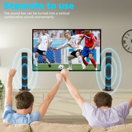 60W TV Speakers, Smart TV Speakers Wireless Speaker, Wired and Wireless Speakers, with ARC/ Optical/ AUX Connection, Detachable 32inch Speakers