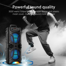 Dual 8'' Large Wireless Speaker, 6800 Peak Powerful Loud Sound, Stereo Sound, Portable Outdoor Speaker Wireless, Long Playtime, USB/TF/BT/AUX/FM/TWS, Cool Lights for Party, Camping, Beach, Backyard, Home, Work, Outdoor Speaker System, Home Audio