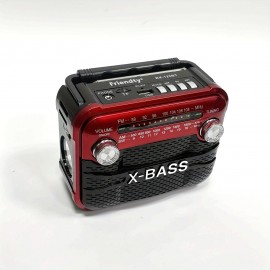 X-BASS Portable FM Radio with Flashlight - 800mAh Rechargeable Battery, Multi-Band (FM/AM/SW1-6), USB/TF/BT Playback, 2-4H Playtime, Red & Black, Ideal for Indoor & Outdoor Use, Radio Portable Rechargeable