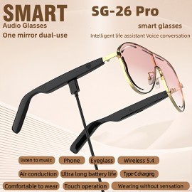 [Smart Glasses] new smart glasses, high-definition voice calls and high fidelity music, built-in microphone and speaker, smart touch, smart audio glasses, Type-C charging, comfortable to wear, suitable for sports, music, business, daily home wear, suitable for both men and women, suitable for holiday gifts, Handsfree Calling, Sports Headphones, Sleek Glasses, Lightweight Design, Ergonomic Design, Comfortable Fit, Earbuds, Touch Control, Fitness Enthusiasts, Techsavvy Users