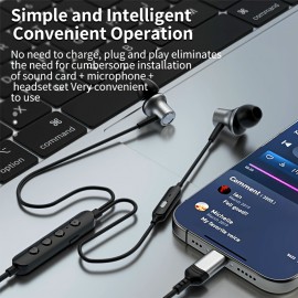 Type-C Wired Voice-Changing Earphones, Intra-Auricular Karaoke Buds with Sound Card and Volume Control Buttons for Multi-Mood Effects, Suitable for Live Streaming & Recording Singing, 3D Stereo HIFI Quality Gaming Music Vocal Proactive Noise Cancelling