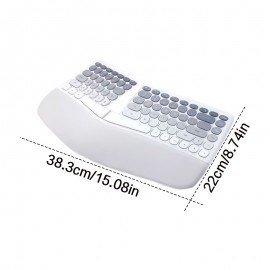 2.4Ghz Wireless Split Keyboard and Mouse Colorful Ergonomic Keyboard with Wrist Rest Multi Device Keyboard Mouse Combo for Laptop/Desktop