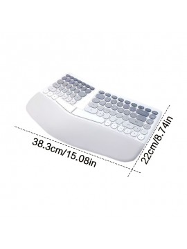 2.4Ghz Wireless Split Keyboard and Mouse Colorful Ergonomic Keyboard with Wrist Rest Multi Device Keyboard Mouse Combo for Laptop/Desktop