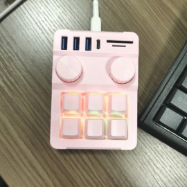 6 Knob, 18-Key Triple Function Key Keyboard with USB Hub 3-Port Data Transfer, SD/TF Card Reader Combo, Multifunctional, One Key for Paste Copy, Gaming Keyboard, Keyboard For Computer, Keyboard For Laptop, Keyboard For Pc