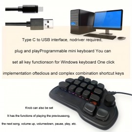 17-Key Keyboard with RGB Lighting, USB-C Wired Connection, Keys for Office, Gaming, PS, Programming - Efficient & Fast Operation, Gaming Setup, Tech Enthusiasts, Durable Build, Ergonomic Design, Sleek Design, Modern Aesthetic, Home Office Setup