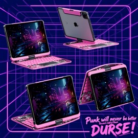 For IPad Air 6 7 11-inch Protective Case With Keyboard, 7-color Backlit Lifting And Rotating Wireless BT Keyboard Protective Case With Pen Holder(pink)7