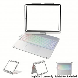 Rotatable Bracket&Touch Case With Keyboard For IPad Pro 13-inch (M4, 2024), for IPad Air 13-inch (M3, 2025/M2, 2024) & for IPad Pro 12.9 (6th/5th/4th/3rd Gen), Trackpad, 360° Rotatable, Mixed Colors Backlit.