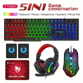 5-in-1 RGB Gaming PC Setup Bundle: RGB Backlit Keyboard, Mouse, Headphones, Speakers & Mouse Pad with, RGB Sync Compatible (No External Switches) - Complete Computer Kit for PC Gamers