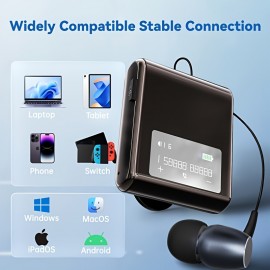 20 hours long play time with microphone clip-on earphone V5.4 earphone, with excellent stereo magnetic earplugs, extendable and lightweight structure motion noise reduction, with microphone earphone, suitable for gym running business, Ear Buds with Microphone, Gym Workout Earbuds, Business Commute Earphones, Earbuds with Microphone, Stereo Sound Earphones, Magnetic Clip Mechanism, Semi-Open Ear Design, Flexible Plastic Build, Durable Lightweight Construction