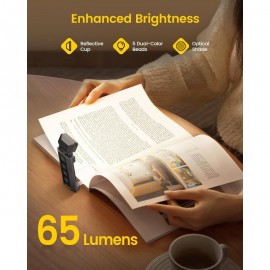 USB Rechargeable Extendable Book Light with 5-Level Brightness & 3-Color Night Light, Clip-On Bedside Reading Lamp with Sleep Timer (30/60/90 Mins) for Kindle, Tablets, Smartphones, Books - Ideal Gift for Night Readers