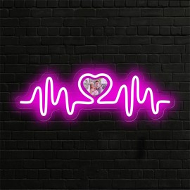 Personalized LED Neon Heart Photo Light - USB Powered, Customizable Wall Decor with Love Design, Perfect Gift for Couples, Weddings, Birthdays, Valentine's Day, Mother's Day, Home Decor