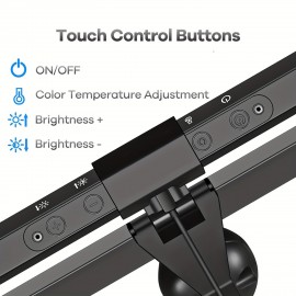 USB-Powered LED Computer Screen Light with Adjustable Color Temperature & Dimmable Brightness - 3 Levels, Touch Buttons for Desk/Office/Home, No Screen Glare, USB Cue Included, Home Lighting, Modern Lighting, Sleek Design, Adjustable Brightness, Home Users
