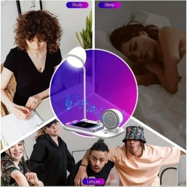 LED Desk Lamp For Home Office, Wireless Charging Small Desk Lamp, Bedside Touch Lamp, Reading Night Light With Clock, Dimmable, Bedside Lamp For College Dorm, Bedroom, Wireless Charging Station For IPhone 16/15/14/13/12