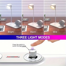 LED Desk Lamp For Home Office, Wireless Charging Small Desk Lamp, Bedside Touch Lamp, Reading Night Light With Clock, Dimmable, Bedside Lamp For College Dorm, Bedroom, Wireless Charging Station For IPhone 16/15/14/13/12