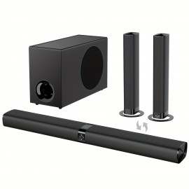 60W TV Speakers, Smart TV Speakers Wireless Speaker, Wired and Wireless Speakers, with ARC/ Optical/ AUX Connection, Detachable 32inch Speakers