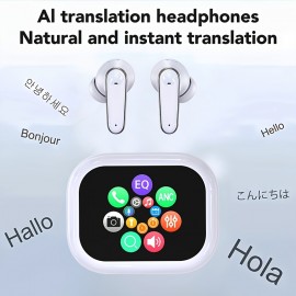 Ai Translator Earbuds Smart Touch Screen Translator Earphone 144 Languages Translator EarbudsTravel Abroad Easy Conversation Translating Earbuds International Conversation Multilingual Translator Lightweight Earphones Modern Translator Christmas gift