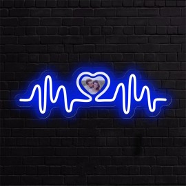 Personalized LED Neon Heart Photo Light - USB Powered, Customizable Wall Decor with Love Design, Perfect Gift for Couples, Weddings, Birthdays, Valentine's Day, Mother's Day, Home Decor