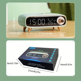 Retro Desktop Wireless Speaker, 15W with Charging Function, Clock Alarm & Temperature Display, Ambient Light - Multi-Functional Creative Design for Bedside/Office Use or as a Gift, Home Decor Gadget, Bedside Speaker, Stylish Decor, Vintage Aesthetic, Sleek Material, Compact Build, Multifunctional Device, Office Workers, Home Users