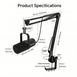 [FDUCE SL40+ Microphone] FDUCE SL40+ Microphone: USB/XLR Dual Connection, Digital/Analog Voice Isolation, Audio Balancing, Silence Function, 96 kHz/24 Bit Support. Plug and Play, Compatible with Computers