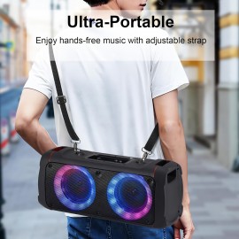 Portable Bluetooth Speaker, with Dual 6.5'' Drvers, Colorful LED And 7500W Wireless Stereo to Immerse Your Party, Adjustable Strap, Ultra Lightweight Portable Design, BT/TF/TWS/USB/AUX, Suitable for Party/Outdoor/Travel, Portable Speaker with Radio Vintage, Home Entertainment, Party Speaker, Sleek Design, Colorful Lighting, Reliable Performance, Sturdy Construction, Aux Speaker, USB Speaker, Party Hosts, Outdoor Enthusiasts