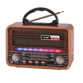 Vintage Wood Grain Retro Radio - Wireless, Stereo Sound, AM/FM/SW Bands, Portable Speaker with USB/TF Card Player, TWS Pairing, LED Lights, Rechargeable Battery for Home and Outdoor Use