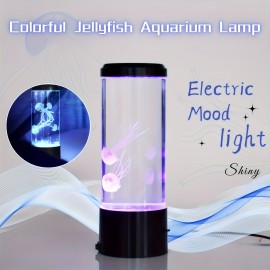 1pc of 2 color-changing jellyfish lamps, choose any style. Aquarium marine night lights, multi-color color-changing environment night lights suitable for living rooms, family bedrooms, desktop decorations, holiday gifts, best gifts for Halloween and Christmas. USB interface, USB lamp lighting fixtures, computer accessory peripheral devices.